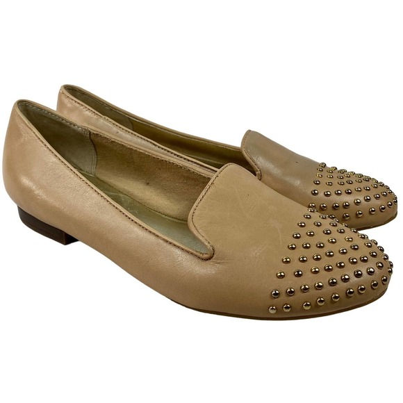 MARC FISHER Womens Beige Strappy Studded Zig Square Toe Wedge Buckle Heeled M main image 0